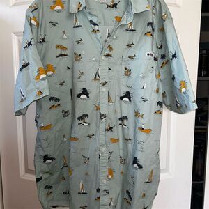 Salty Crew Men's 3XL Graphic Print Short Sleeve Button-Up Shirt